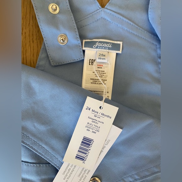 Jacadi blue toddler boys short overalls - Picture 2 of 3